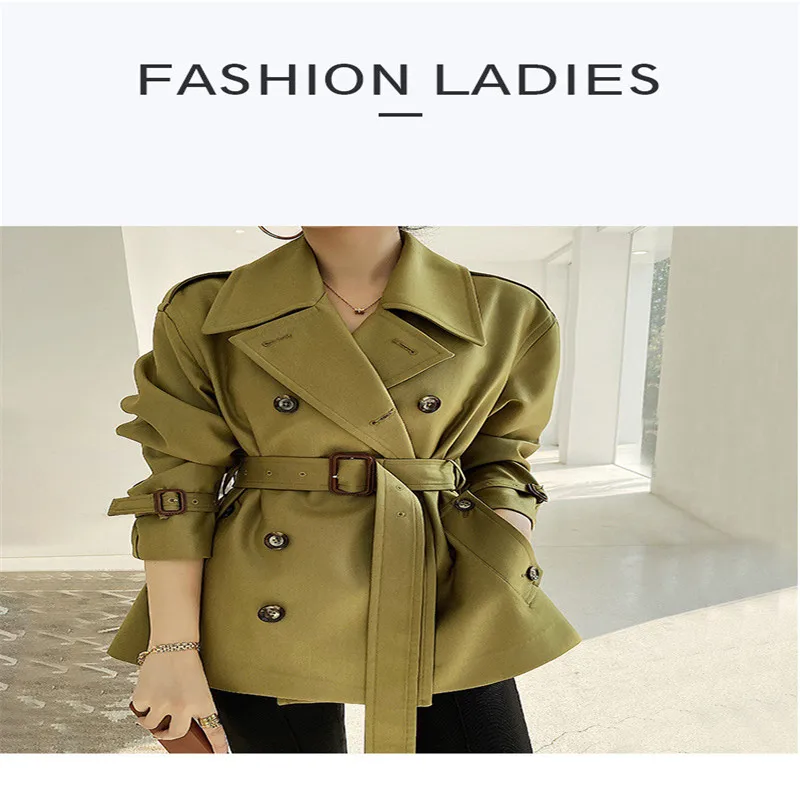 

Short Windbreaker Autumn Winter 2020 New High End Atmosphere Pure Color Temperament Hepburn Style Coat For Women C105