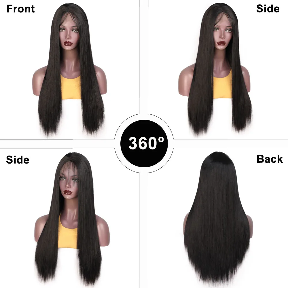 

Doris beauty Synthetic Lace Front Wig Black Long Straight Wigs for Women Blonde Red Pink Wig