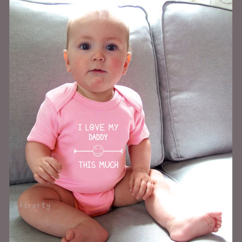 Love My Daddy-Pink2 I Love My Daddy/детские комбинезоны; хлопковая одежда с короткими рукавами для младенцев; Детский комбинезон с принтом «папа»; Одежда для маленьких мальчиков и девочек - Цвет: Love My Daddy-Pink2