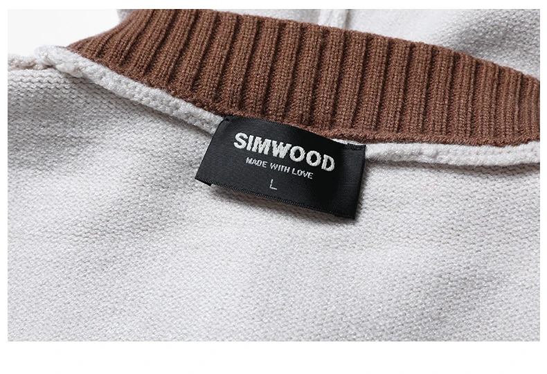Мужской трикотажный пуловер SIMWOOD, повседневный приталенный свитер, брендовая одежда, новая модель 180461 на весну и зиму, 201
