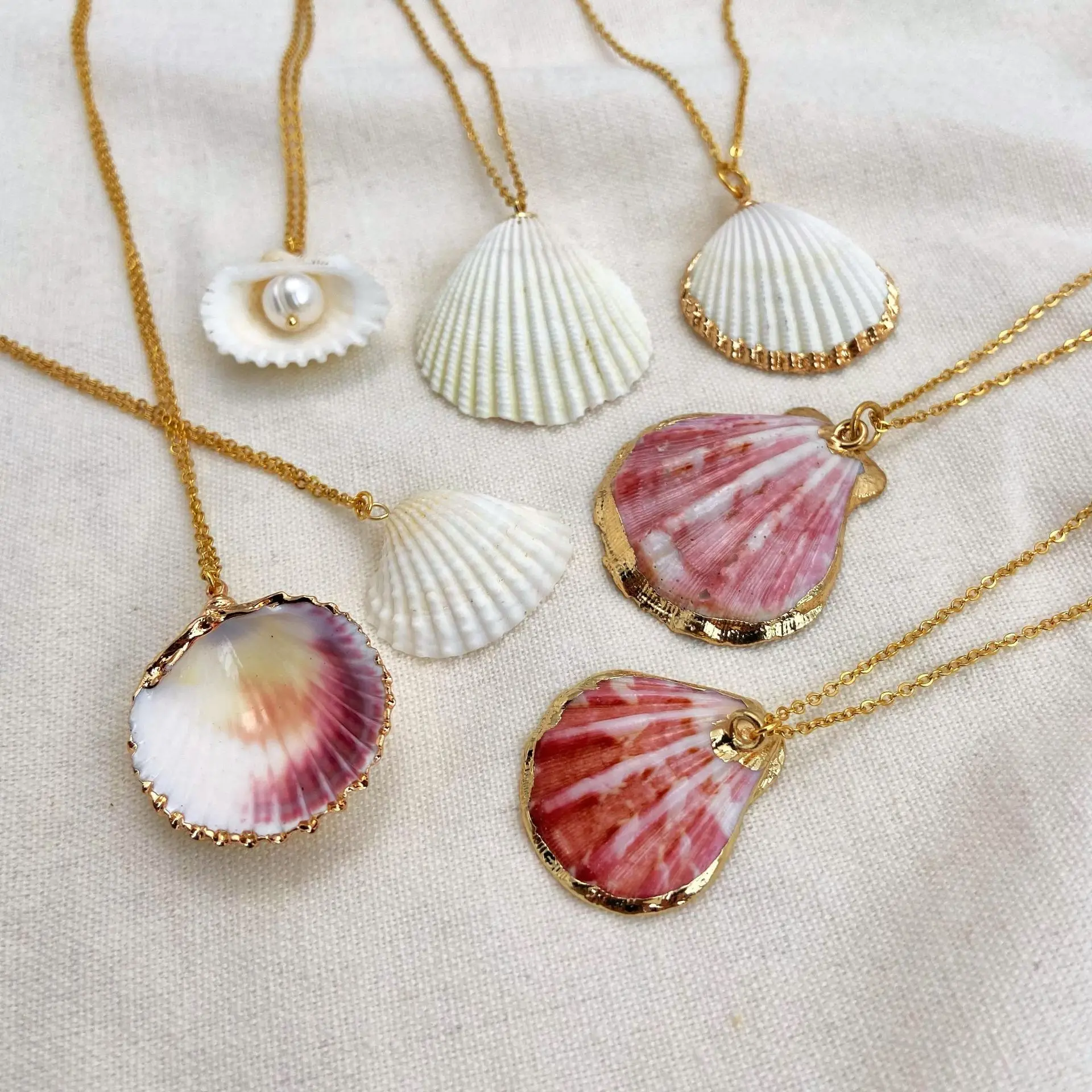 

Boho Conch Shell Pendant Necklaces For Women Stainless Steel Gold Chain Charm Choker Seashell Collar Beach Jewelry Accessory