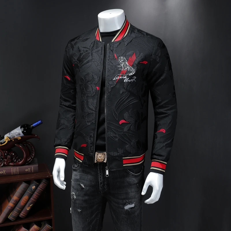 Male qiu dong's personality and fashionable leisure embroidery printing jacket men suit male article number 19374 P185 | Мужская
