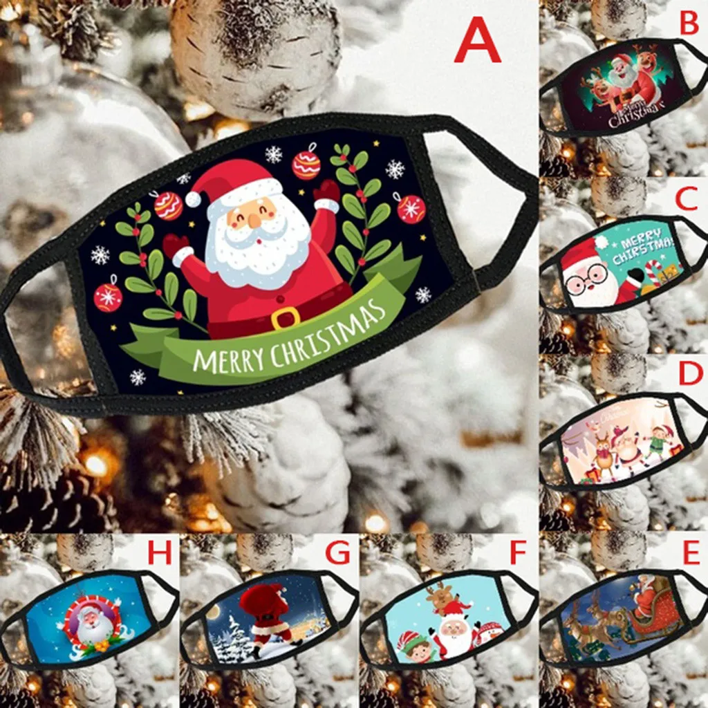 Рождественская Пылезащитная маска для взрослых ветрозащитная моющаяся лица