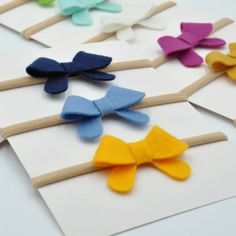 28 шт./партия 2 дюйма ручная работа фетровая повязка на голову с бантом крошечный