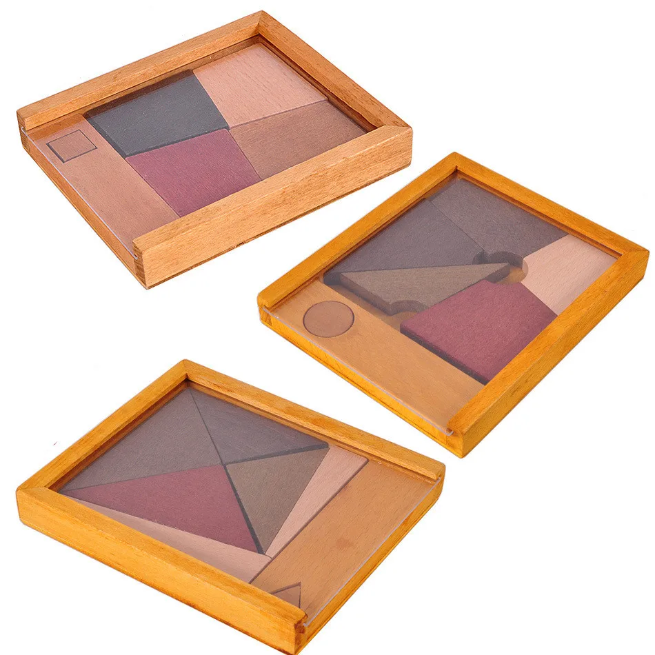 

2020 New IQ Wooden Tangram Puzzle Mind Brain Teaser Educational Puzzles Game for Children Adults