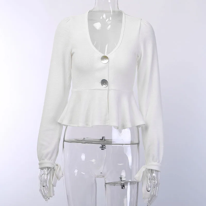 Yuqung/женские рубашки с длинным рукавом и глубоким v-образным вырезом трикотажный