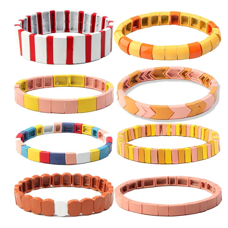 Flatfoosie браслет дружбы ручная работа эмаль Радуга плитка эластичный шарик