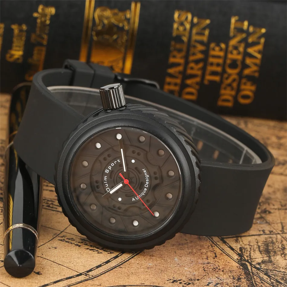 

Oulm Brand Sport Men Watch Waterproof Silicone Watch Band Creative Design Round Dial Unique Big Button Casual Men's Wristwatches