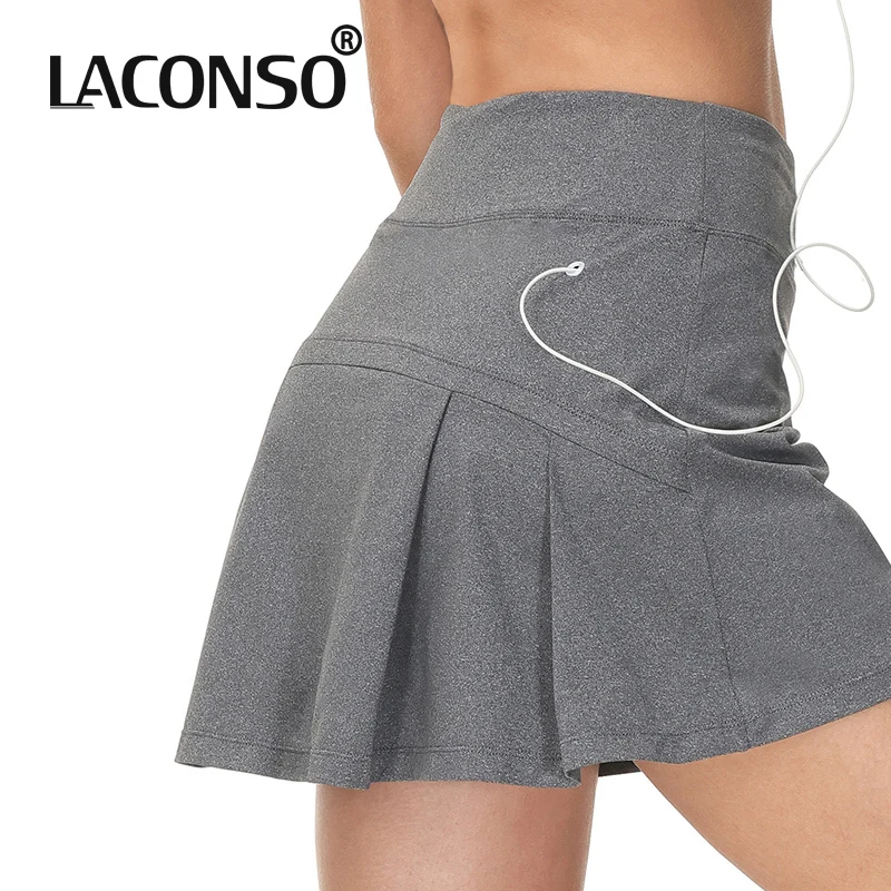 

Женские теннисные юбки LACONSO, женские гольфы, двухслойные с внутренними штанинами, шорты для йоги, фитнеса, спортзала, бега, платье