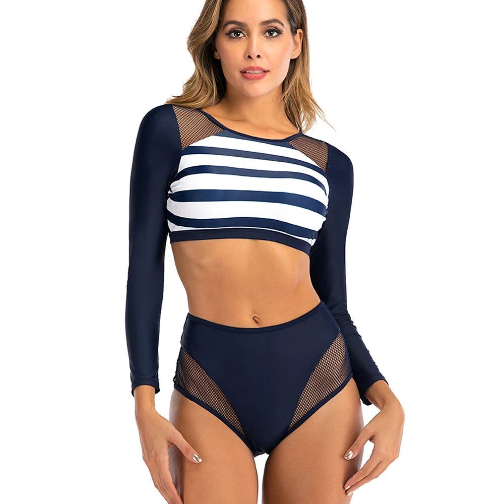 Женские Модные полосатые костюмы из двух частей с длинными рукавами женский