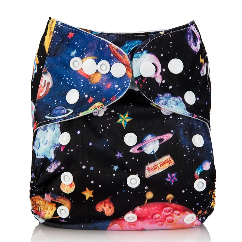 Многоразовые детские тканевые подгузники моющиеся картонные с кошками зеленые