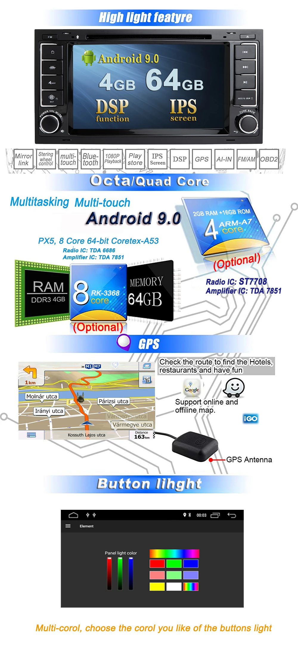 64G Автомагнитола для VW Volkswagen Touareg T5 Transporter Multivan, Android 9,0 автомобильный dvd-плеер gps стерео радио ips DSP чип