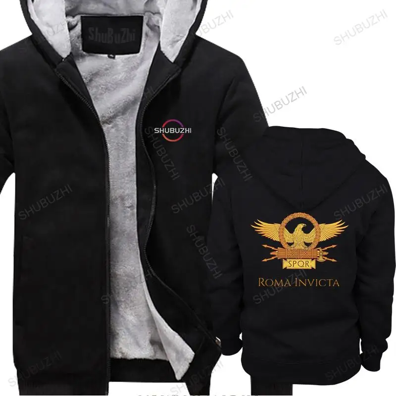 

Retro SPQR thick hoodie Men Roman Gladiator Imperial Golden Eagle sweatshirt Empire Army fleece jacket Pre-shrunk Cotton Gift