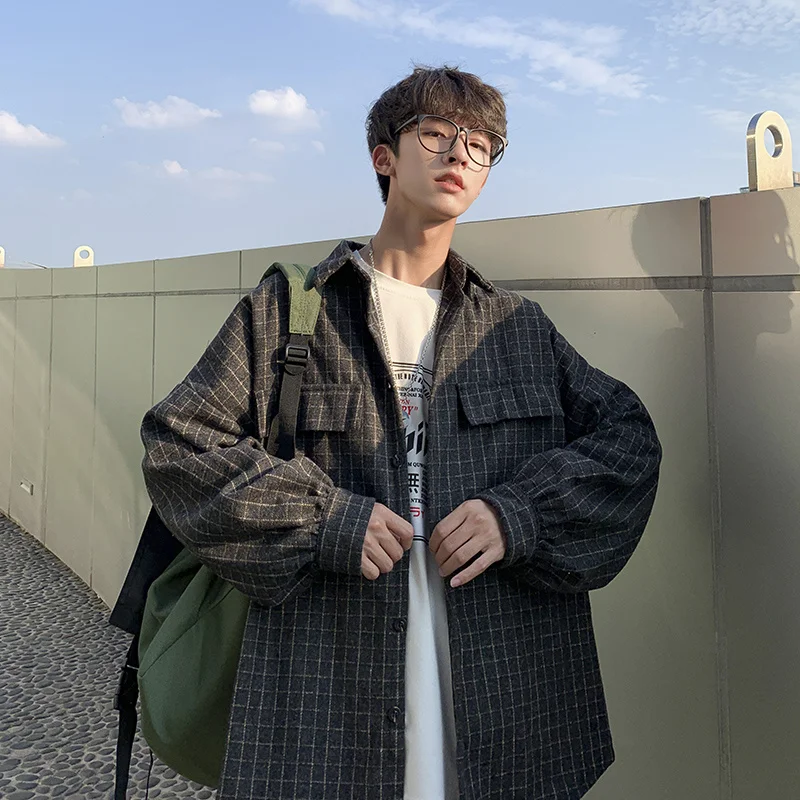 Рубашка Liketkit мужская в клетку Повседневная теплая куртка с хлопковый Фонарь