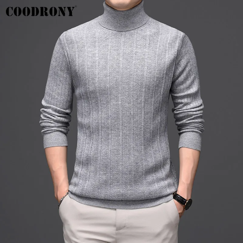 COODRONY Winter Thick Warm Turtleneck Men Soft Pure Merino Wool Sweater Pull Homme High Quality Clothing Fashion Pullover C3070