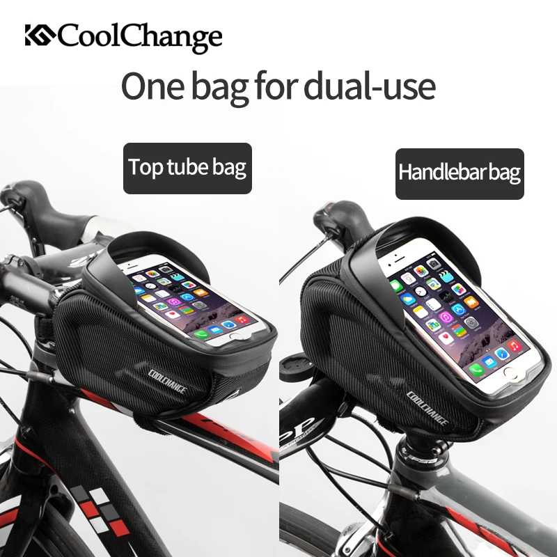 

Велосипедная сумка CoolChange, уличная, непромокаемая, светоотражающая велосипедная сумка на руль, верхняя рама для сенсорного экрана телефона, ...