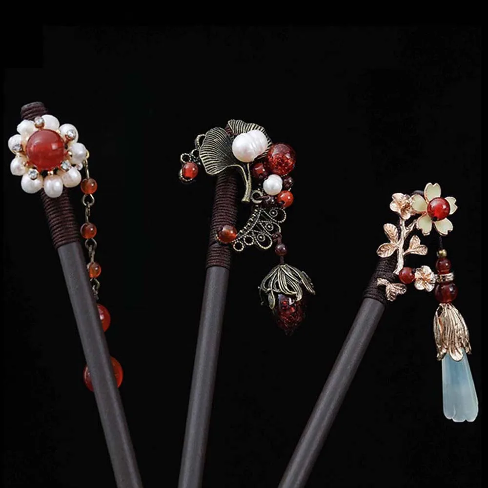 Заколка для волос в китайском стиле имитация дерева Нефритовый Цветок