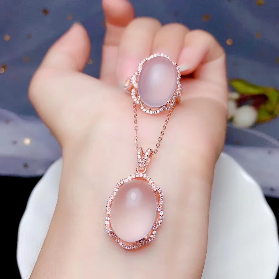 Серьги-Кольцо из серебра 925 пробы с натуральным розовым кварцем | Украшения и