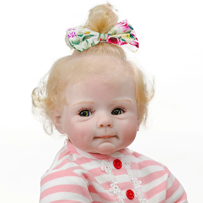 52 см Новорожденный Милый Лицо Bebe Reborn Baby Реалистичная Мягкая Плюшевая Игрушка Младенец С Ручной Растительностью Блондинка Высокого Качества Коллекционная Кукла.