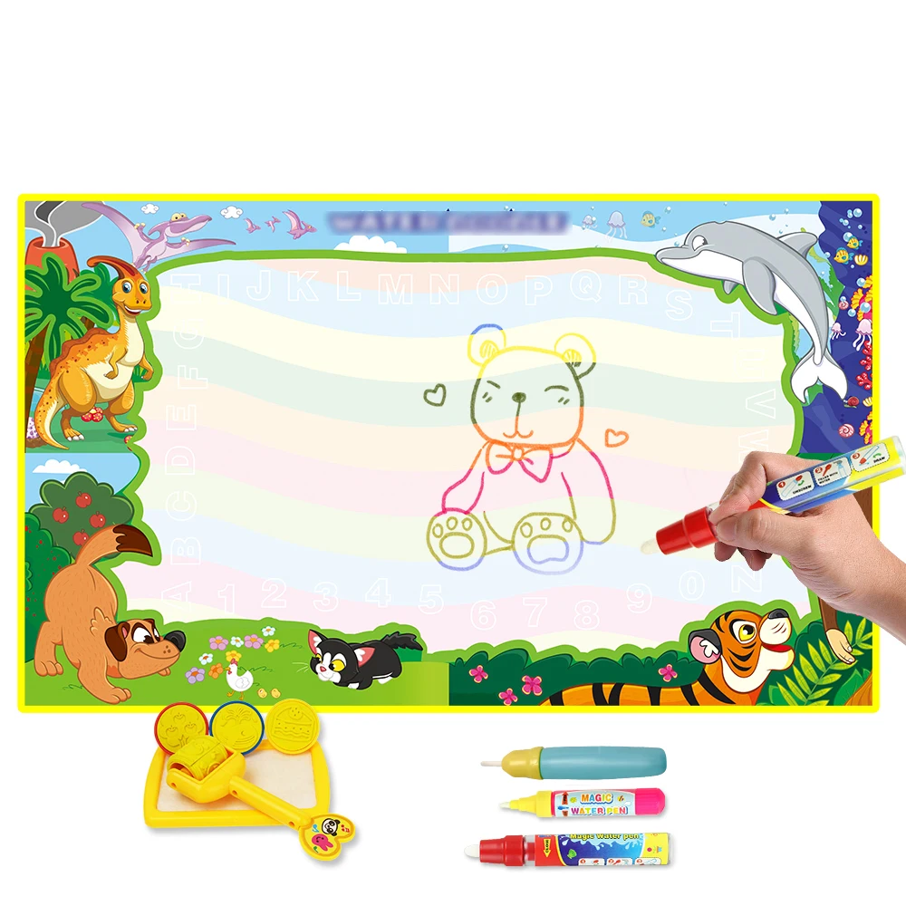 85*65cm Big Size Animal Magic Water Drawing Mat & 3 Pens Stamp Set Painting Board Doodle Educational Toys for Kids | Игрушки и хобби