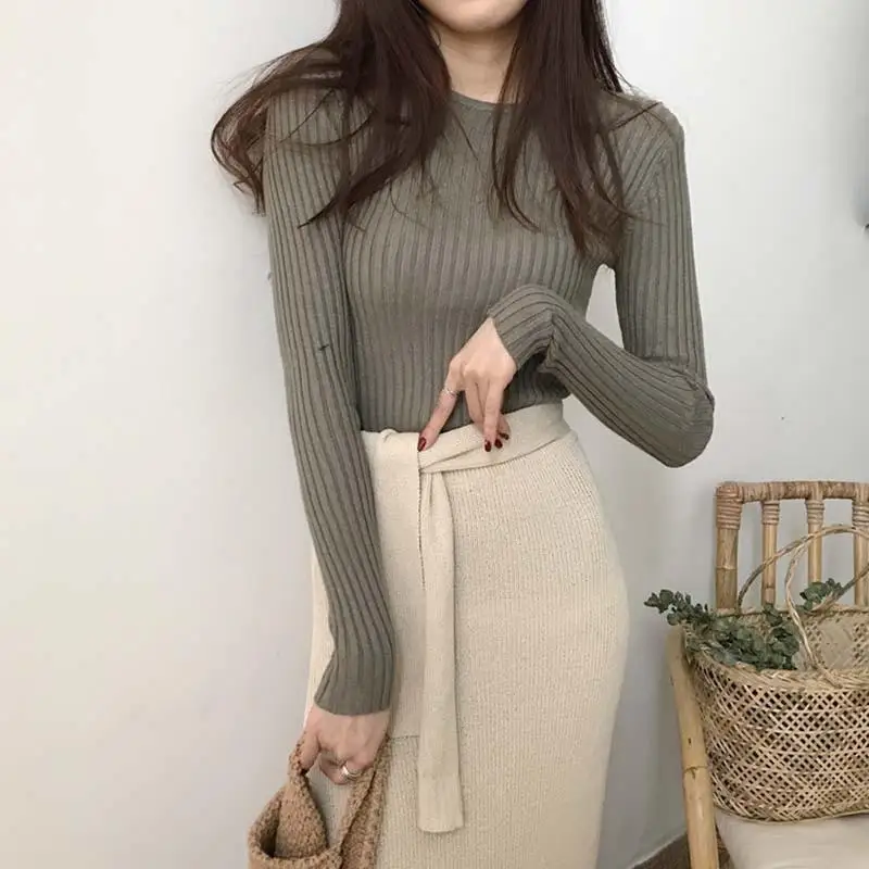 

ZITY O -Neck Basic Knitted Sweater Women Autumn Winter Bottoming Sweaters Pullover Lady Casual Slim Jumper