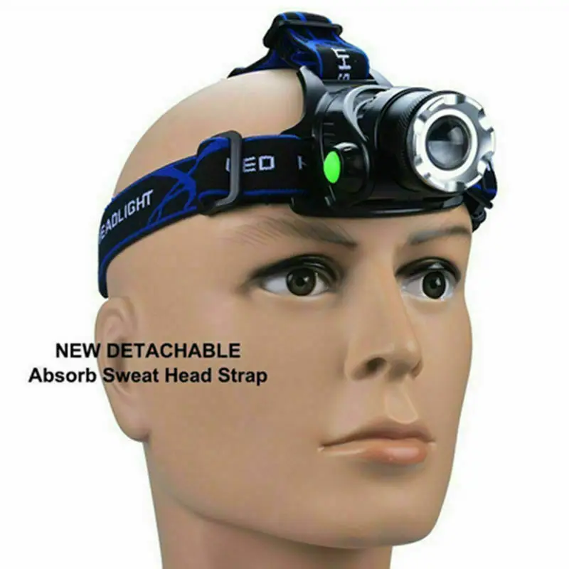Светодиодный налобный фонарь для рыбалки головной светильник 3x T6 светодиодный