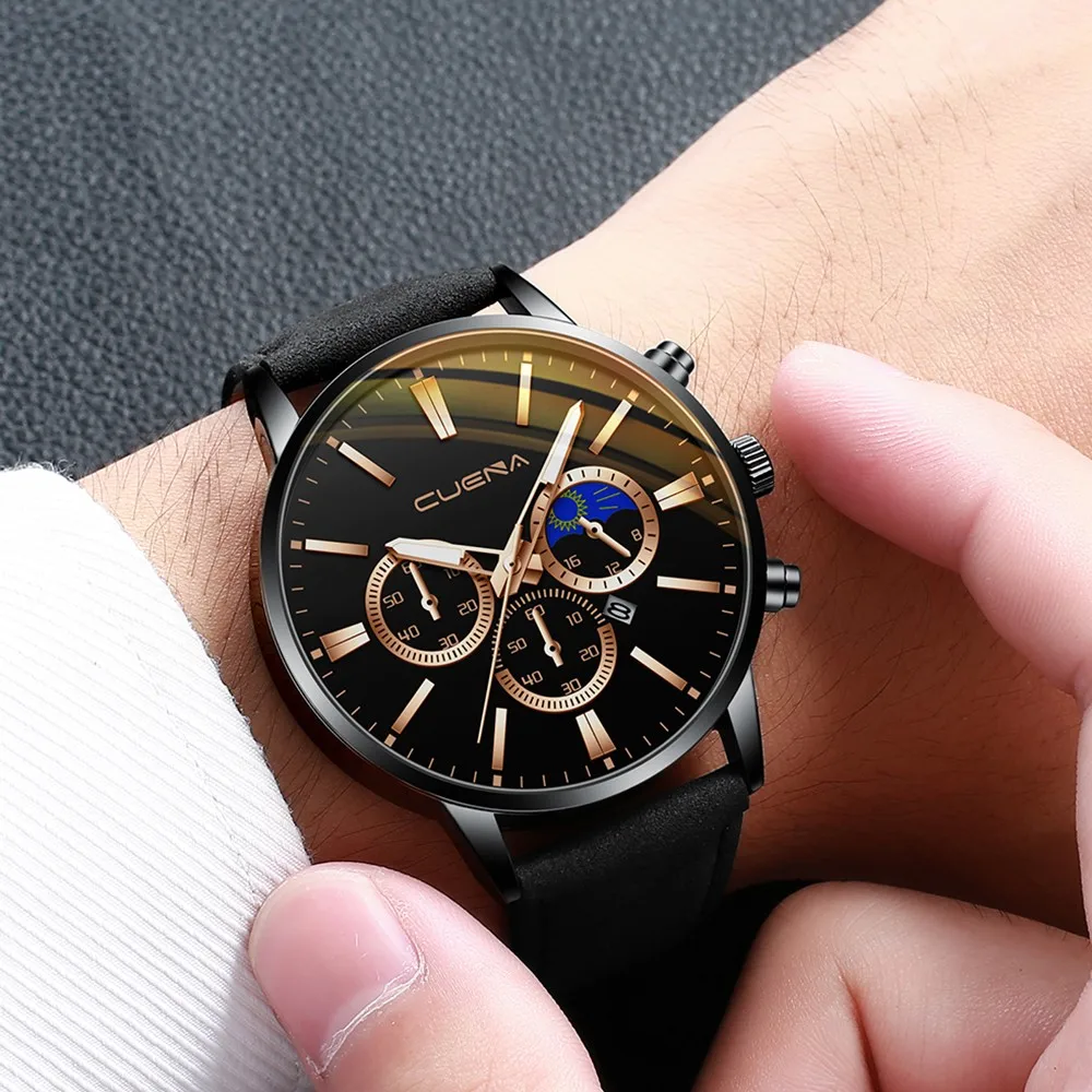 

CUENA Luxury Watches Men Military Sports Watch Analog Sport Leather Busine Quartz Mens Wrist Watches Top Sale Relogio Masculino