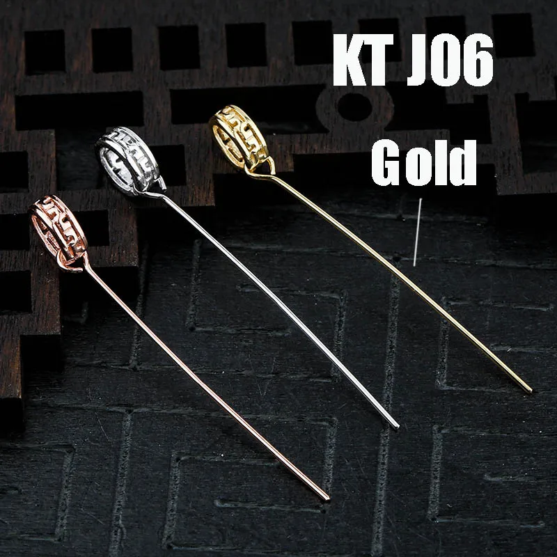 KT J06 gold 925 стерлингового серебра застежки на ожерелье с булавками 40 мм нефритовый драгоценный кулон Соединительная Пряжка Крючки Bails DIY аксессуары для ювелирных изделий - Цвет: KT J06 gold