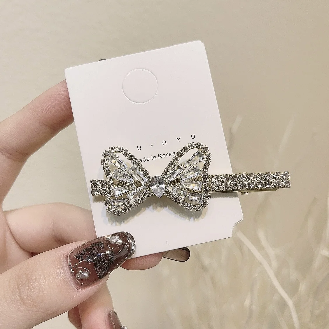 

Women Fashion Crystal Zircon Bowknot Hair Clip Female Korean Rhinestone Hairpin