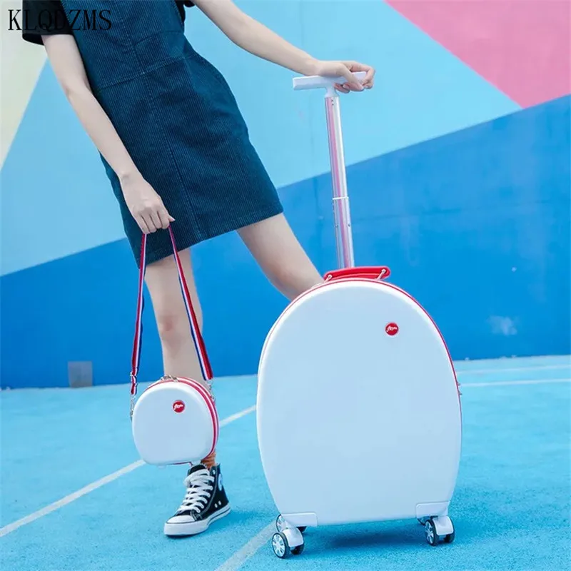 KLQDZMS 20 Inch PC Elegant Spinner Trolley Suitcase Set ABS With Messenger Bag Innovative Cabin Rolling Luggage