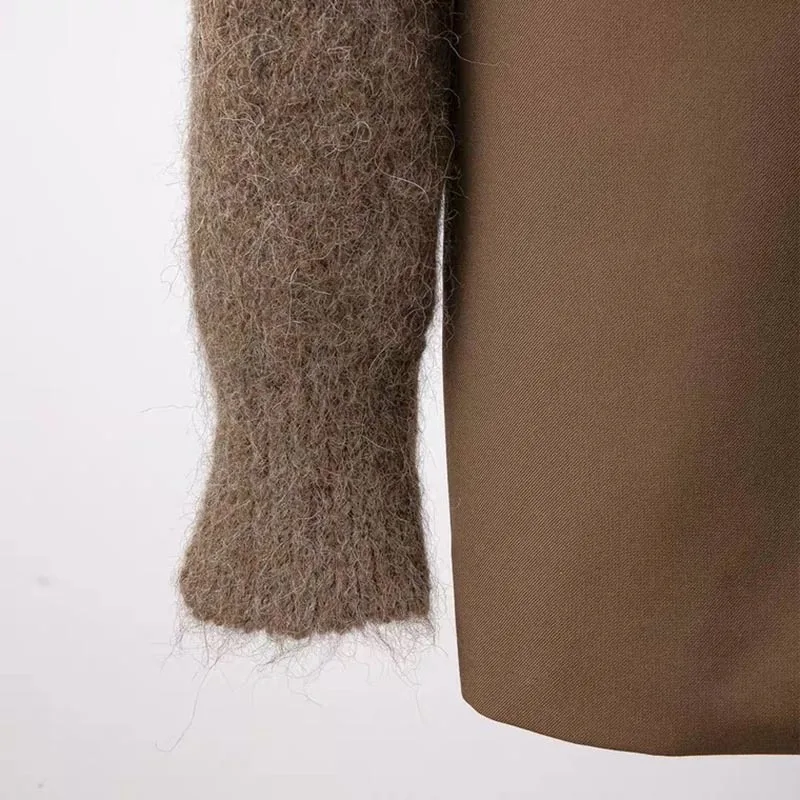 

CHICEVER Casual Cardigans For Women Lapel Long Sleeve Patchwork Designer Loose Knitting Sweaters Female 2021 Autumn Clothes Tide