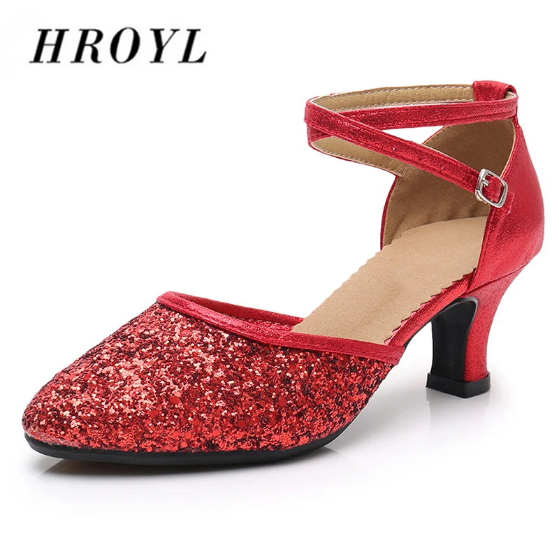 

Brand New Latin Dance Shoes Modern Women Ballroom Tango Girls Ladies 3.5/5.5CM Heels With Rubber sole Sequins Cloth Dropshipping