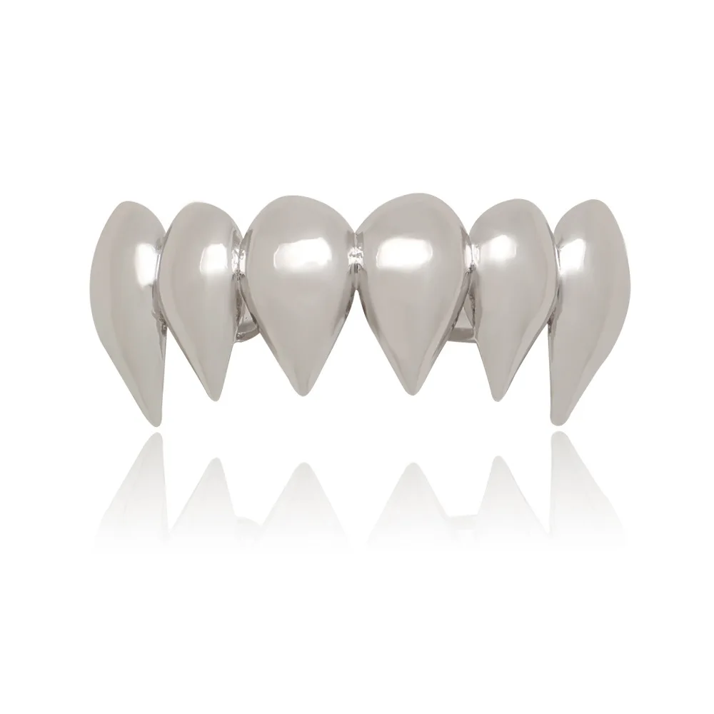

Tooth Grillz Top Sharp Drop Grills Hiphop Teeth Cap Custom Fit Handmade Grillz Plain Gold Silver Color REAL Grill Body Jewelry