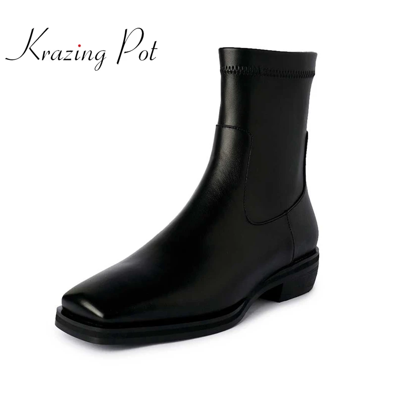 

Ботинки-челси из натуральной кожи на среднем каблуке, большие размеры