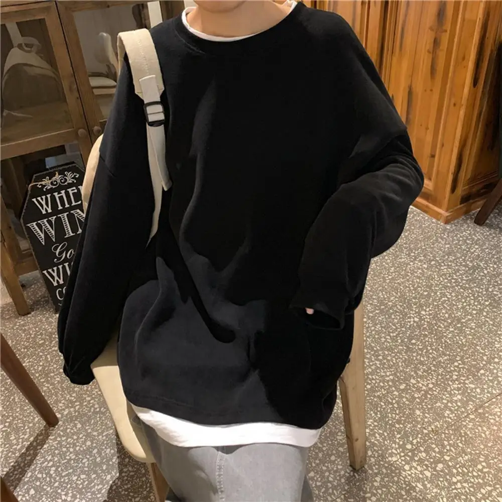 Plus Size S-2XL Harajuku Spring Autumn Hoodies Women Autumn Fake Two Piece Blouse Sweatshirt Long Sleeve Oversized Pullover