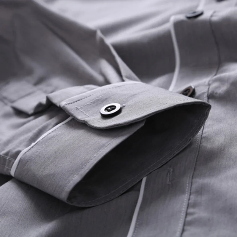 

Men Long Sleeves Shirt Slim Fit Stand Collar Simple Casual Tops for Spring J55
