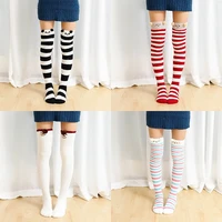 21 color long tube coral fleece ladies over knee thigh socks for autumn and winter new thick and warm cartoon bear striped socks
