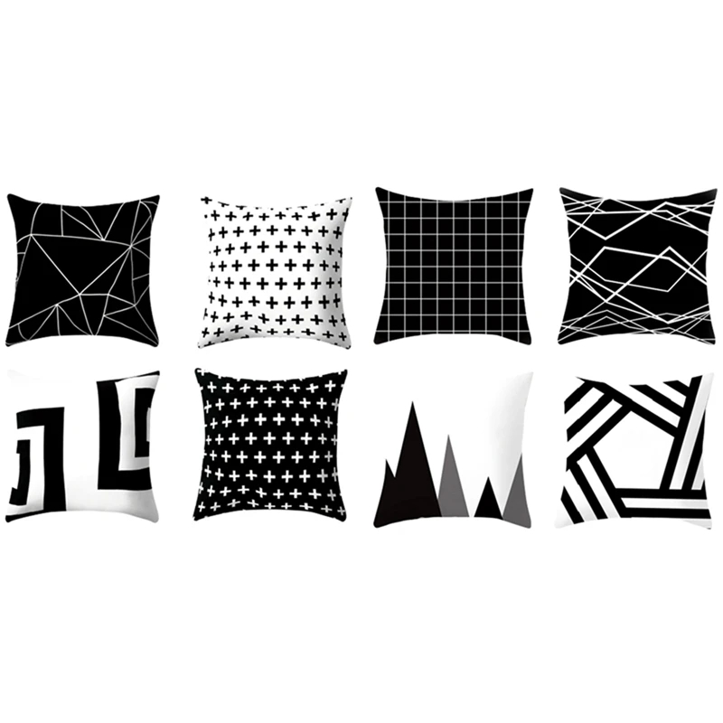 

8x Geometric Cushion Cover 45X45cm Pillowcase Sofa Cushions Decorative Pillowcover Home Decor Pillow Cases