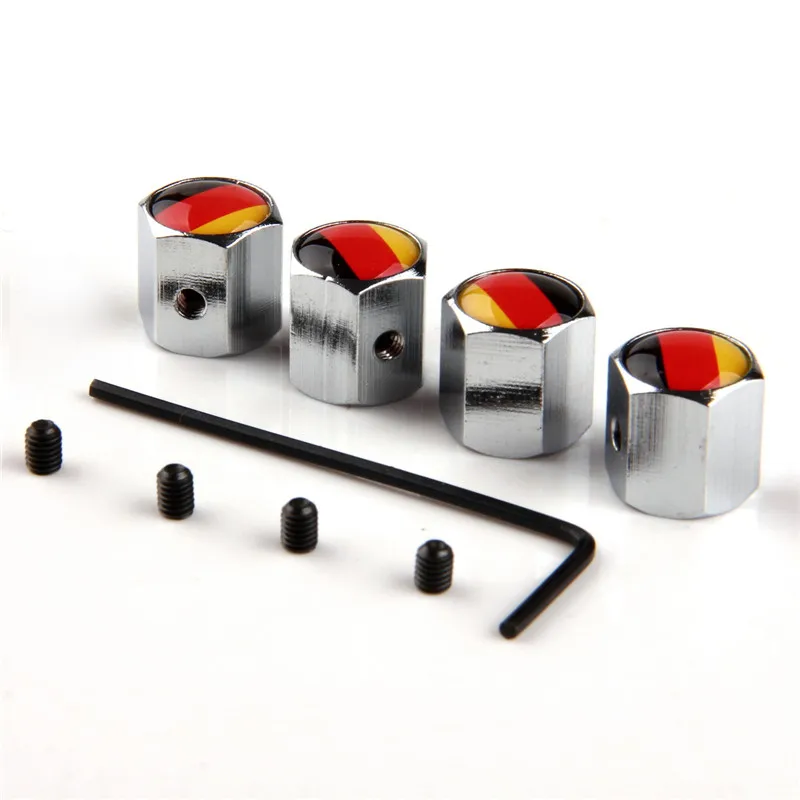 Автомобильные воздушные колпачки POSSBAY Антивор нержавеющая сталь серебро флаг