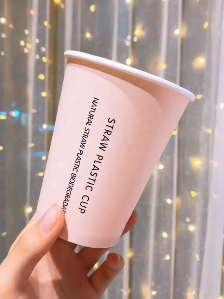 50 шт Высокое качество розовые одноразовые кофейные чашки 300 мл 400 500 молочный чай