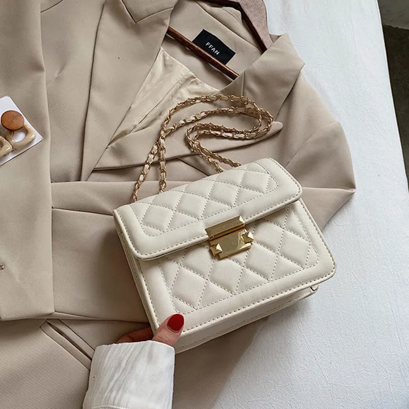 

Women'S Shoulder Bags Pu Fashion And Chain Diamond Bag Solid Color Ladies Daily Crossbody Handbags 2021 New