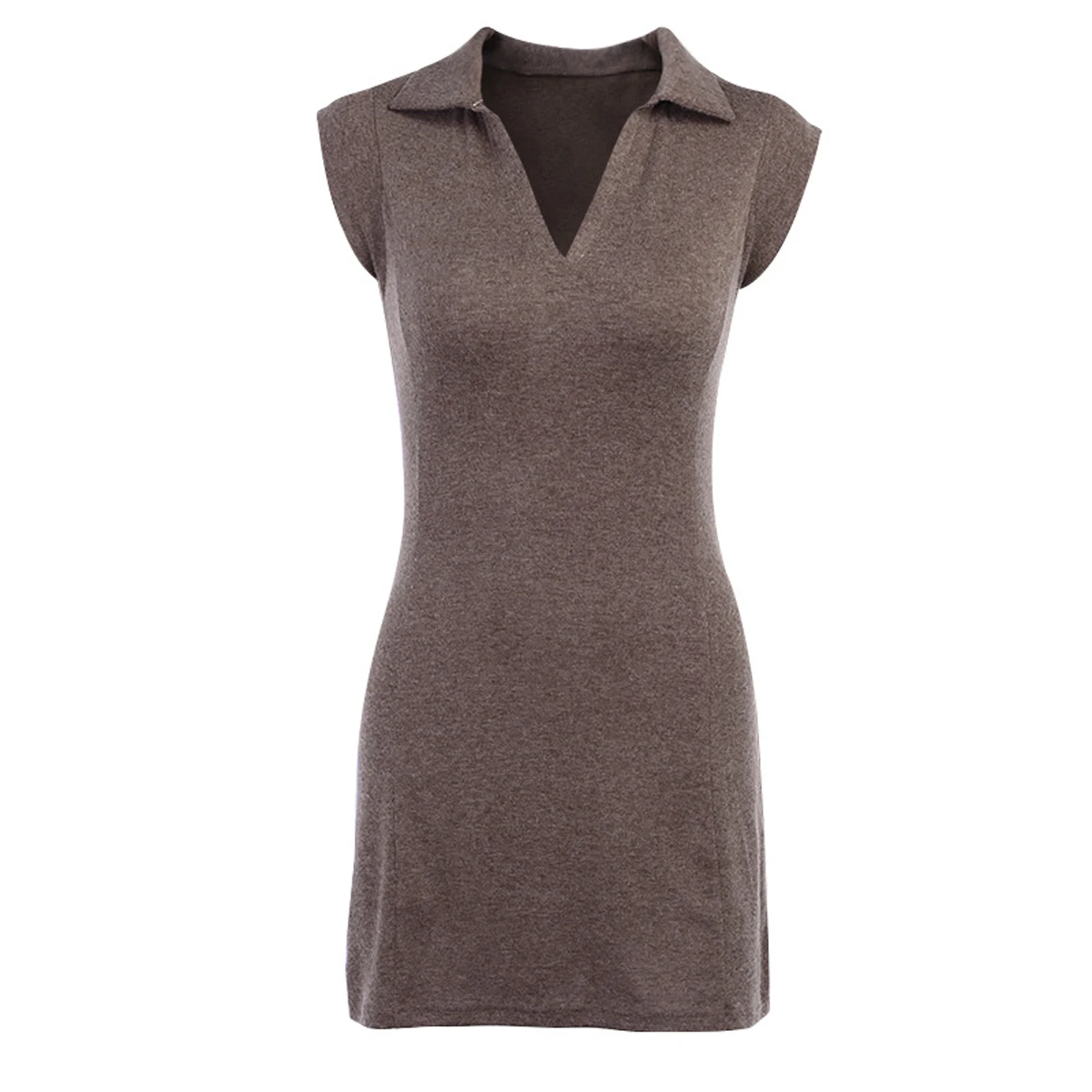 

New Womens Sleeveless Dress 2020 Turn-down Collar Dresses Solid Color Stretch Mini Dress Ladies Bodycon Dresses Clubwear