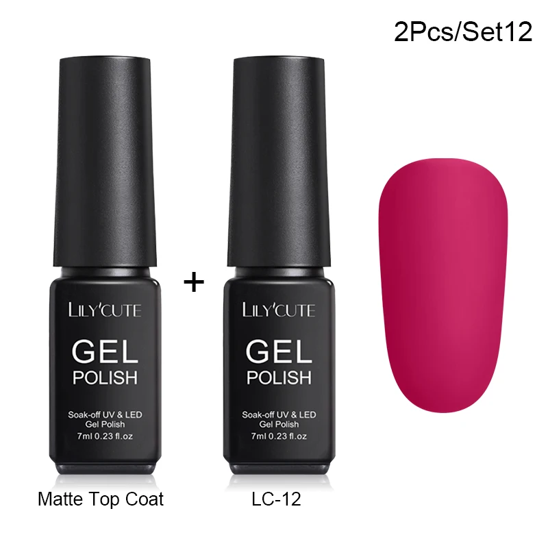 2 Pcs 12 LILYCUTE Матовый УФ-гель для ногтей матовый верхний слой цвет УФ гель для ногтей лак Гибридный впитывающий гель лак маникюрный гель лак - Цвет: 2 Pcs 12