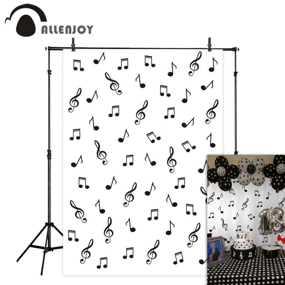 Allenjoy фон для фотосъемки Белый Черный музыкальный символ повторяющийся простой
