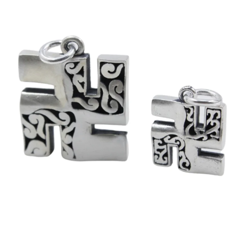 Buyee твердые 925 Серебряная религиозная мужской кулон Ретро буддийские персонажей