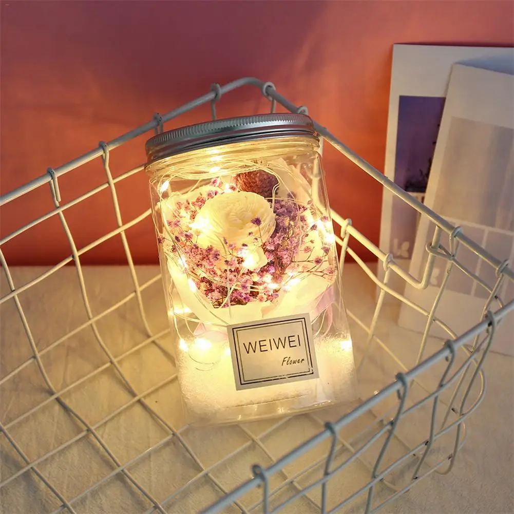 Светодиодная романтическая роза Ночник бутылочка амулет лампа с диммером