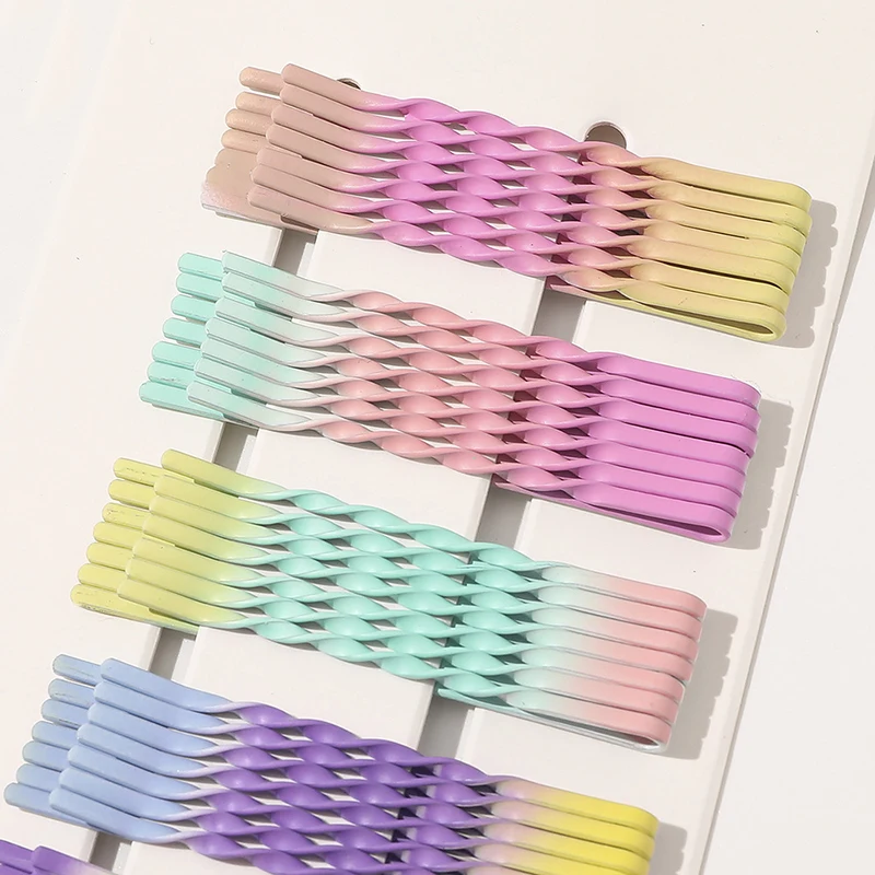 

1 Set Wave Flat Twisted Hairpins Invisible Hair Grips 10/36/48Pcs DIY Gradient Colors Women hair accessories