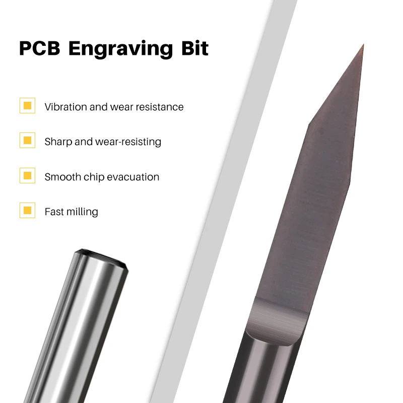 

1PC PCB Engraving Bit 3.175mm Shank V Shape Carbide Engraving Bit Flat Bottom 38mm 3D Milling Cutter V Shape CNC Router Bit