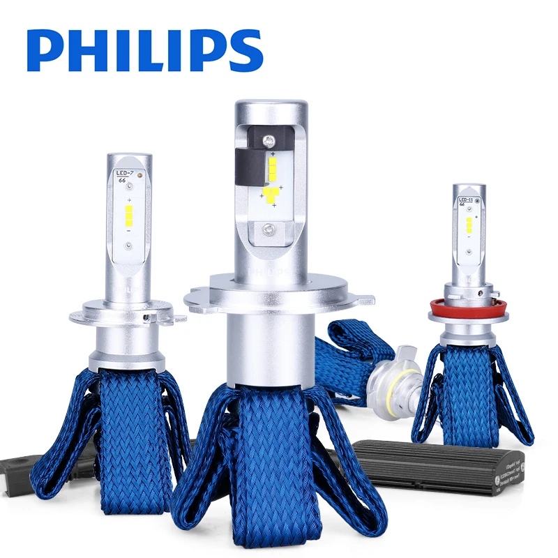 Philips светодиодный лампада авто фары Противотуманные огни 6000K H7 H4 H8 9005 9006 9012 HIR2 HB3 HB4