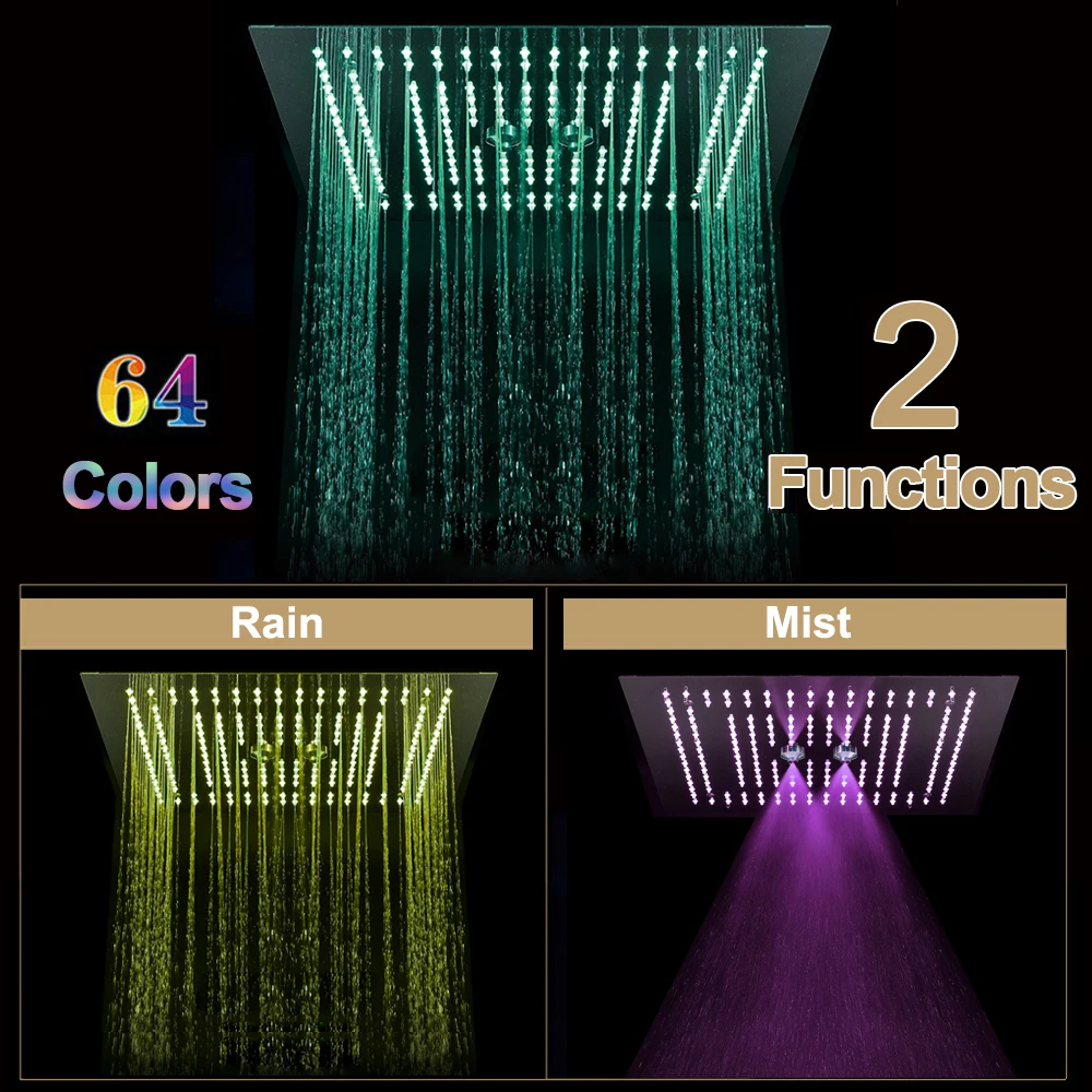 M Boenn Bathroom LED Shower Head 16 Inch Rain Ceiling Panel 304 Stainless Steel Bath Showerheads Square Chrome &amp Black | Обустройство